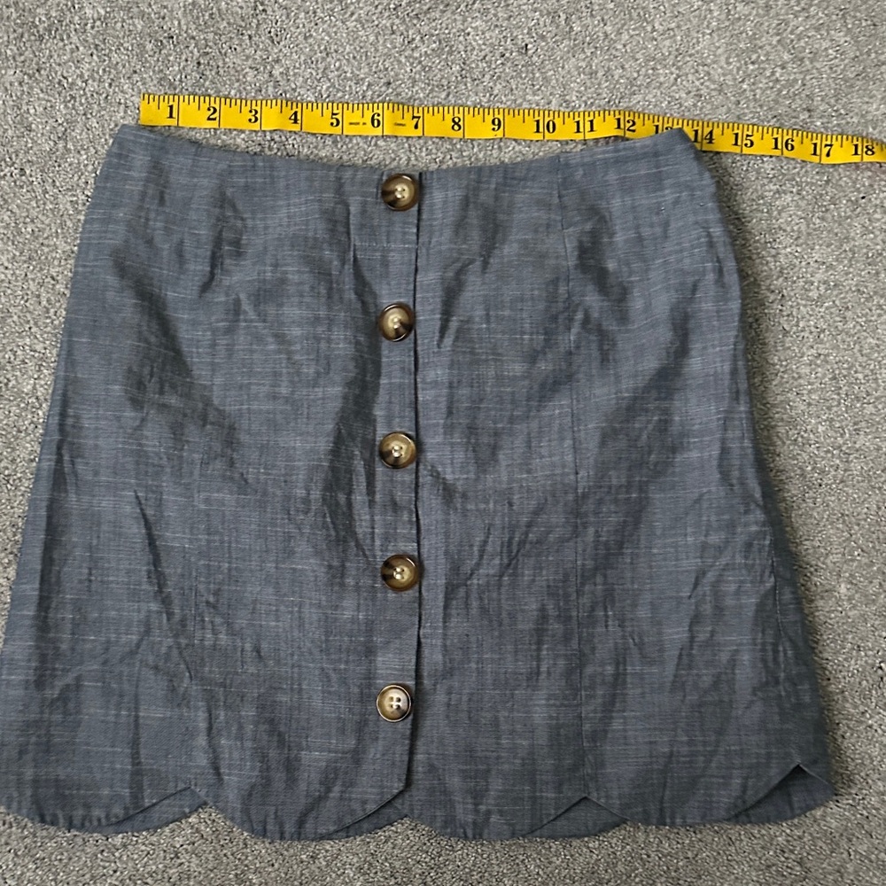 Chambray Blue Button-Front Women's Skirt - lined